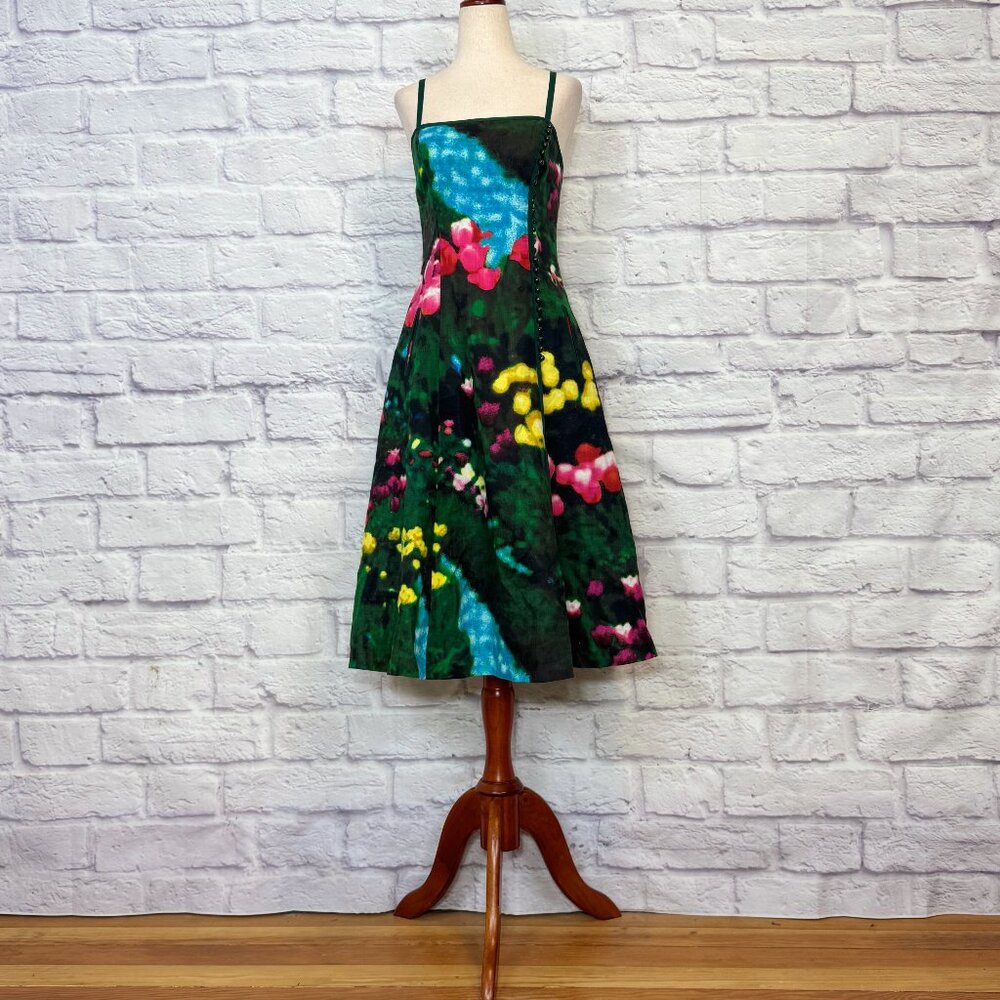 Tracy Reese Linen Photographic Floral Print Sundress - Picture 1 of 6
